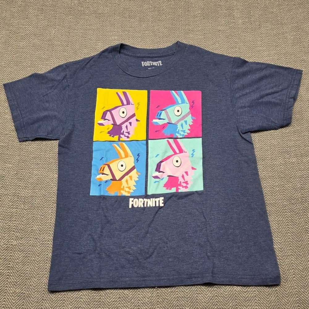 Fortnite Llama Loot Pop Art Graphic T-Shirt Blue Mens Medium Gaming Tee 2018